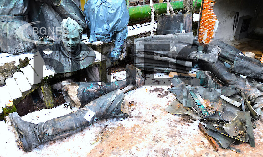 EXCLUSIVE: First photos and video of the chopped up figures from the dismantled Monument to the Soviet Army in the village of Lozen