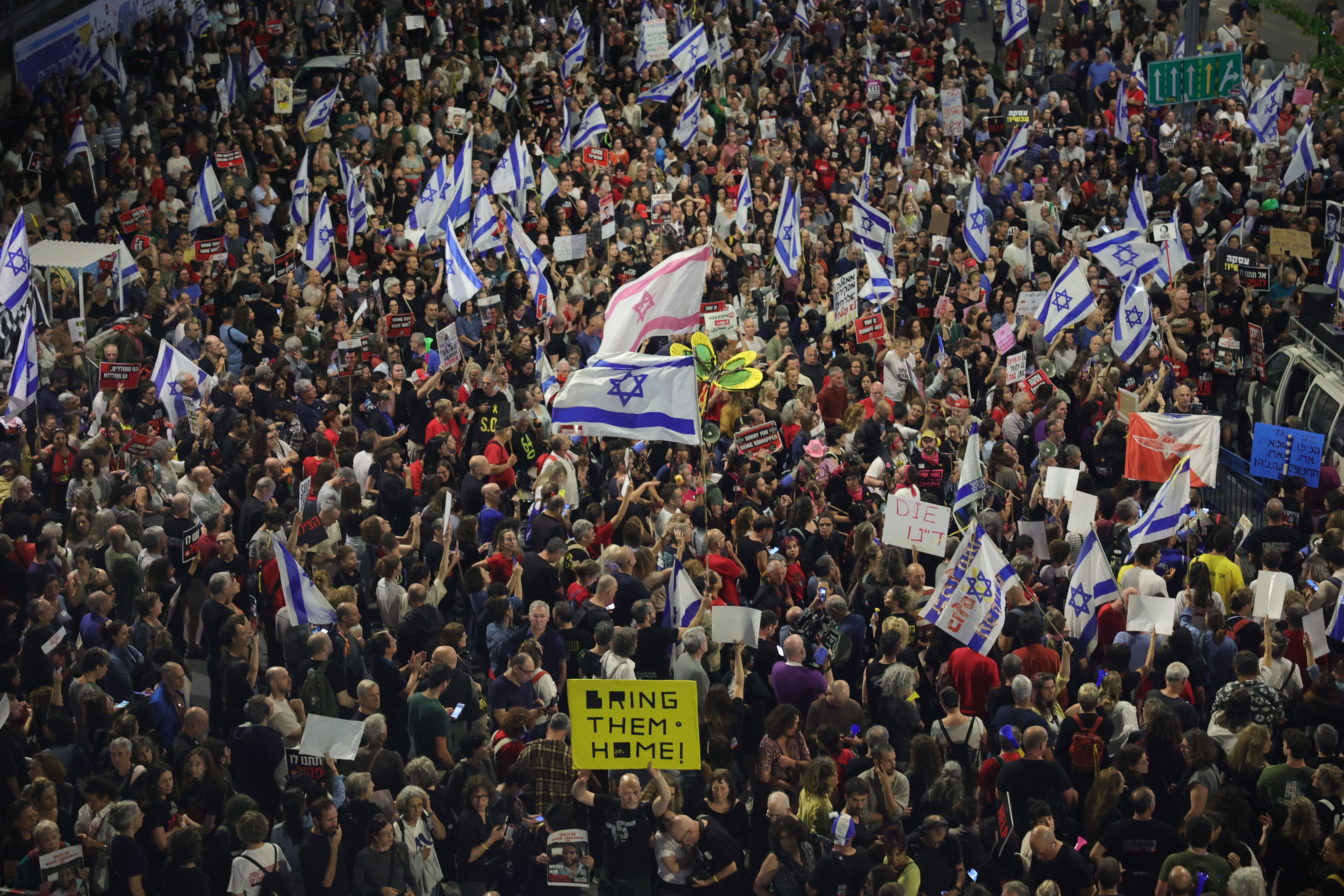 Thousands of protesters in Tel Aviv demanded a ceasefire and freedom for the hostages