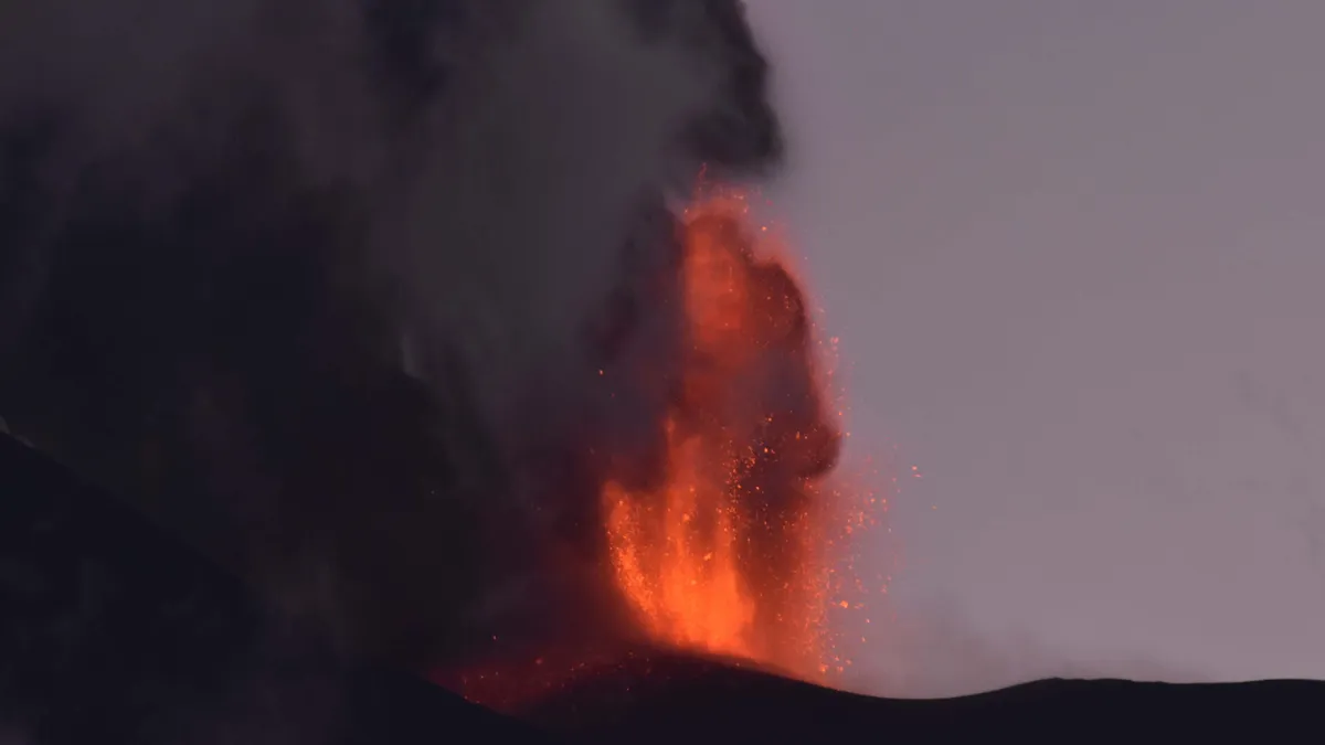 Etna volcano spewed ash and lava