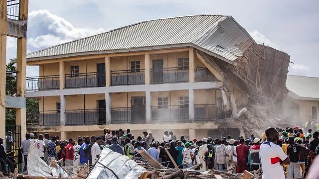 Seven children died and 26 were injured after the roof and walls of a school collapsed in India.